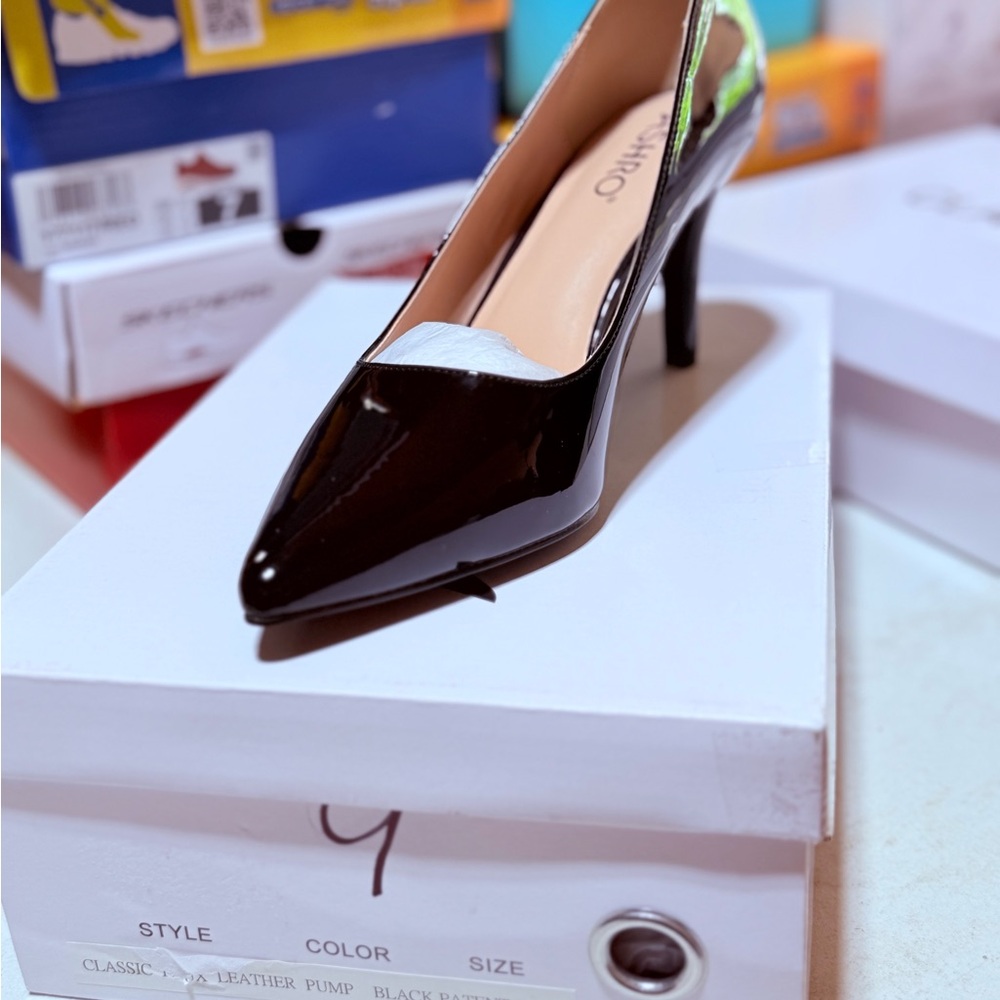 Black Patent Leather Stiletto Heels